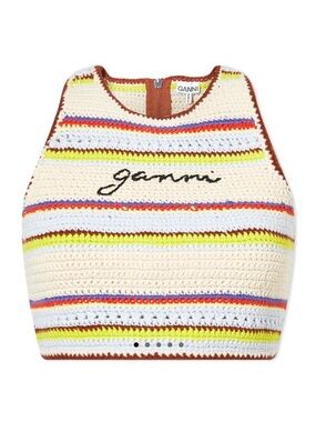 GANNI Crocheted Racerback Bikini Top Crop